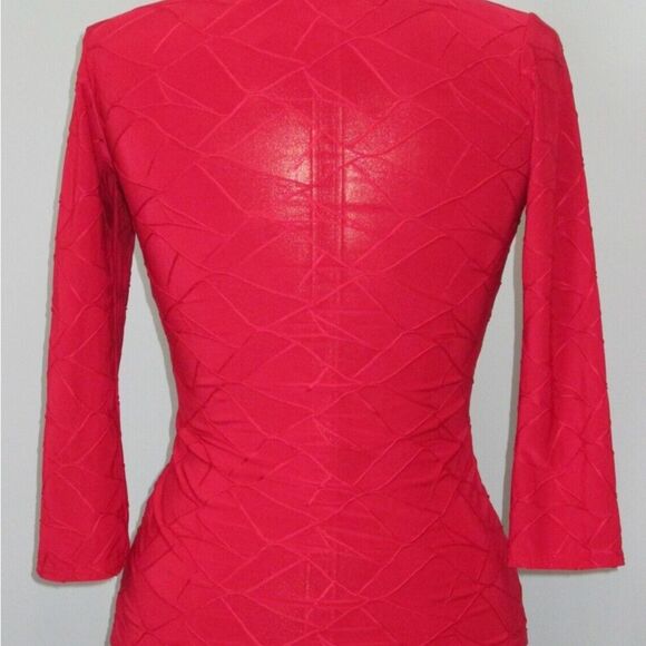 Wrapper Vintage Red Draped Blouse Womens Size L Textured 3/4 Sleeve - Picture 3 of 4